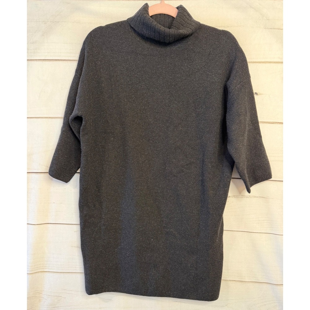 Pomander Place Charcoal Grey Metallic Shimmer Turtleneck Sweater Dress Small